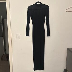 NWT Long Black Sheer Dress. Long Sleeves, Mock Turtleneck, SeeThru Whimsigoth S
